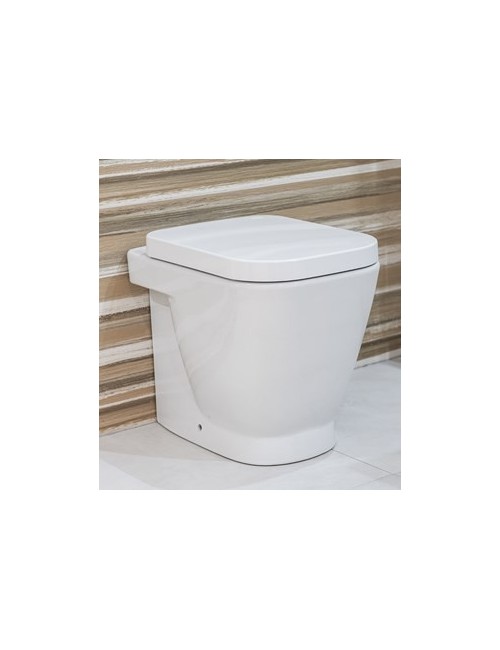 Copriwater universale quadrato in legno MDF bianco tavoletta da bagno WC  con cerniere in acciaio